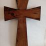 Large French Antique Wood and Brass Crucifix Image 8