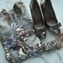 Gold Zara dress size S (10-12) with matching heels and jewellery Image 10