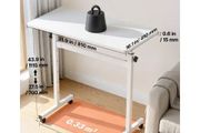 Standing Desk, Adjustable Height Mobile Stand Up Desk with Lockable Casters, 810 x 410 mm Small Computer Sit Stand Rolling Workstation with Hook, 25 kg Desktop Capacity, for Home Office, White