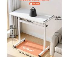 Standing Desk, Adjustable Height Mobile Stand Up Desk with Lockable Casters, 810 x 410 mm Small Computer Sit Stand Rolling Workstation with Hook, 25 kg Desktop Capacity, for Home Office, White