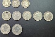 Swiss coins, including silver examples