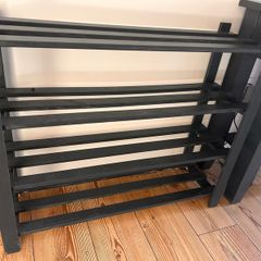Solid Wooden 3 Tier Shoe Rack Dark Grey