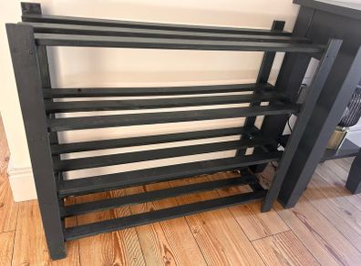 Solid Wooden 3 Tier Shoe Rack Dark Grey