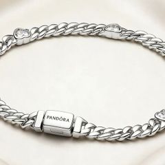 Pandora Cuban Chain Hearts Bracelet Size 20cm New