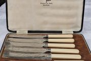 Walker &amp; Hall Sterling Silver Collared Set Of Six Knives(1940)
