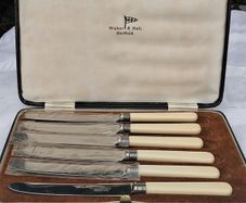Walker & Hall Sterling Silver Collared Set Of Six Knives(1940)