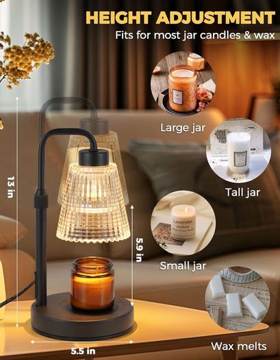Candle Warmer Lamp with Timer, Birthday Gifts for Women Home Decor 24h Cycle Timer Dimmable Wax Melt Warmer with 2 Bulbs, Fall Decor for Home Living Room Halloween Decorations Gifts for Mom