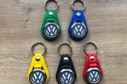 Synthetic leather Volkswagen keyring with shopping trolley token/coin