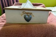 Wooden Tissue Box Cover. Rustic Heart Design