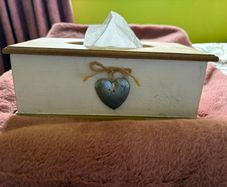 Wooden Tissue Box Cover. Rustic Heart Design