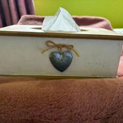 Wooden Tissue Box Cover. Rustic Heart Design