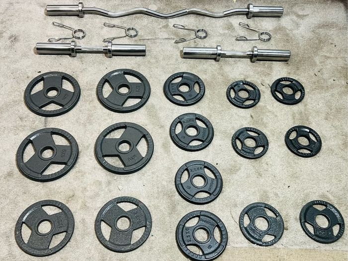 Olympic Weights Dumbbells Curl Bar Set
