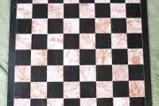 Vintage Marble Chess Board, 14 inch Marble Chess Board, 14 inch Pink and Black Checked Game board
