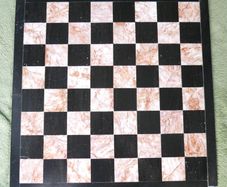 Vintage Marble Chess Board, 14 inch Marble Chess Board, 14 inch Pink and Black Checked Game board