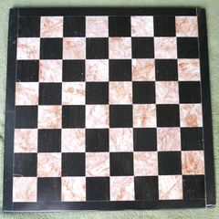 Vintage Marble Chess Board, 14 inch Marble Chess Board, 14 inch Pink and Black Checked Game board