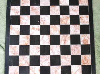Vintage Marble Chess Board, 14 inch Marble Chess Board, 14 inch Pink and Black Checked Game board