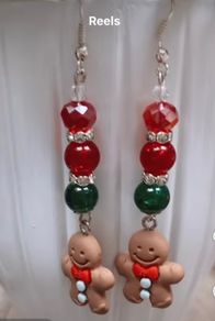 Handmade Gingerbread Man Crystal Earrings