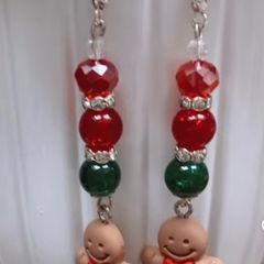 Handmade Gingerbread Man Crystal Earrings