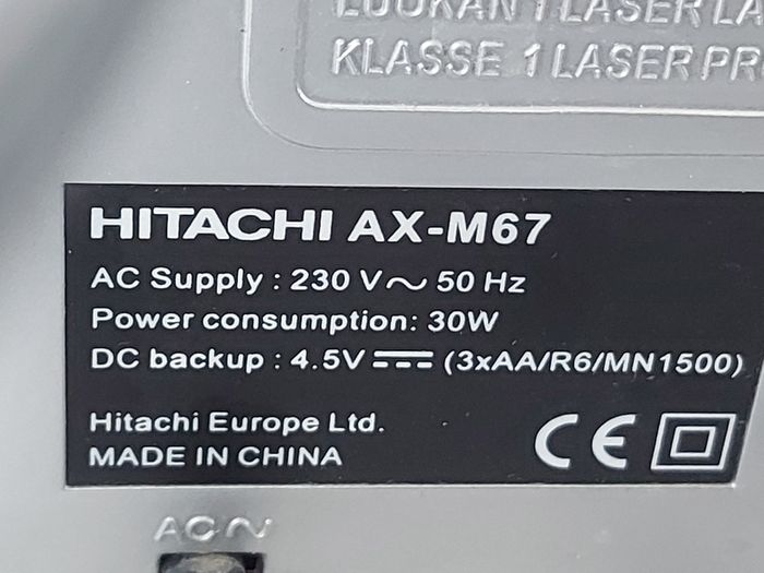 HITACHI Music System, Model AX-M67, & 2 Hitachi 4 Ohm Speakers, Radio, CD and AUX, in very good condition