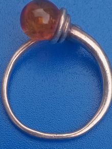 vintage bespoke silver&amber ring