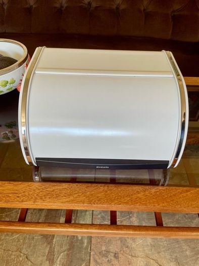 Brabantia Roll Top Bread Bin Countertop Storage Box White Mid Size