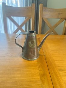 Antique French Copper Oil Jug Stamped