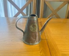 Antique French Copper Oil Jug Stamped