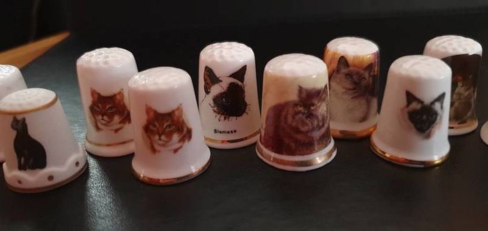 Collection of Assorted Cat Themed Thimbles