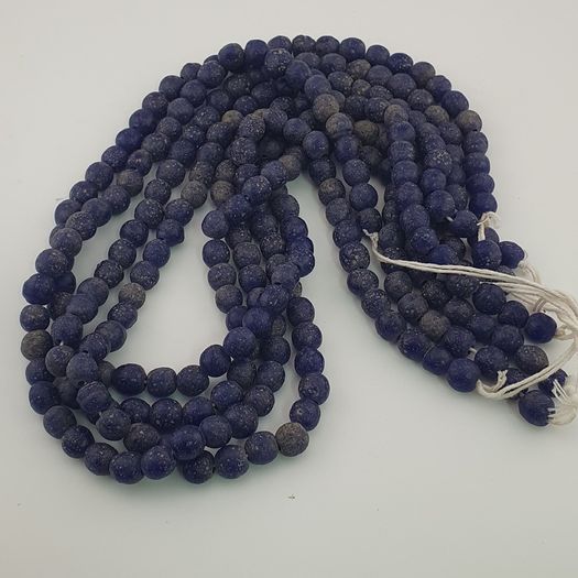 Antique African Style Cobalt Blue 9 -10mm Glass Beads Strands
