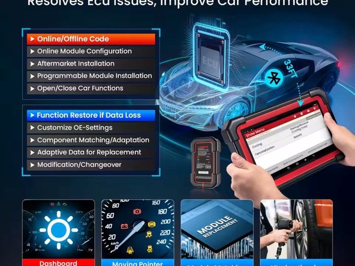 LAUNCH X431 CRP919X BT OBD2 Scanner, 2026 Wireless Bidirectional Scan Tool with ECU Coding, 35+ Services, All Systems Diagnostic, FCA AutoAuth, 2 years Free Update, V.A.G Guide, CAN FD