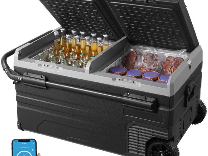 AAOBOSI Camping Fridge 75L, Car Fridge Dual Zone