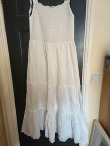 Penneys white sundress with shirred top size 10