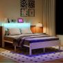4FT6 Double Bed Frame with LED Lights and Charging Station, Heavy Duty Metal Platform Upholstered Bed frame with Storage Fabric Headboard,Metal Slats Support,Mattress Foundation (White) Image 6