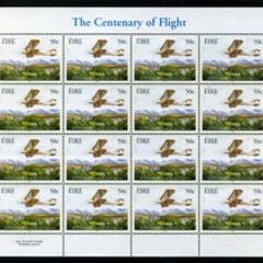 2003 Ireland Centenary of Powered Flight (41c Irish Monoplane, 50c Vickers, 57c Wright Flyer & 57c Lilian Bland) Commemorative Stamp Sheetlet 1A1A1A1A Mint Never Hinged (MNH)