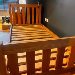 2 x wooden single beds