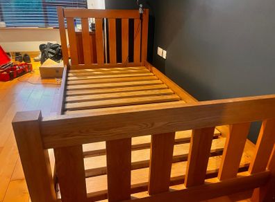 2 x wooden single beds