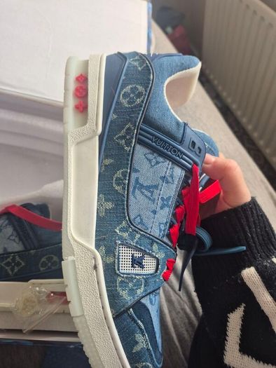 Blue Denim Monogram Skate Shoes