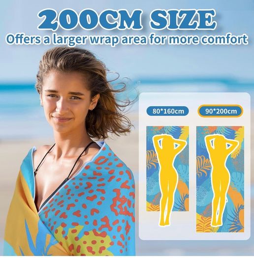 Microfibre Beach Towels for Adults 200x90cm 2 Pack Extra Large Beach Towels in Gift Boxed, 250 GSM, Sand Free, Lightweight & Quick Dry Beach Towel for Swim, Travel and Gym(Pink Stripe & Blue Stripe)
