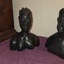 Vintage hand carved African Ebony wood bust of Man and Woman Image 2