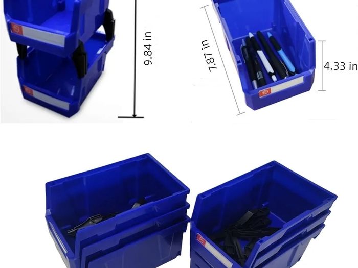 Storage Organizer Bins,Wall Mount Storage Parts Rack,Stackable Shop Tool Bins for store Screws,Small Parts,Office Supplies and other Accessories 6 Pack