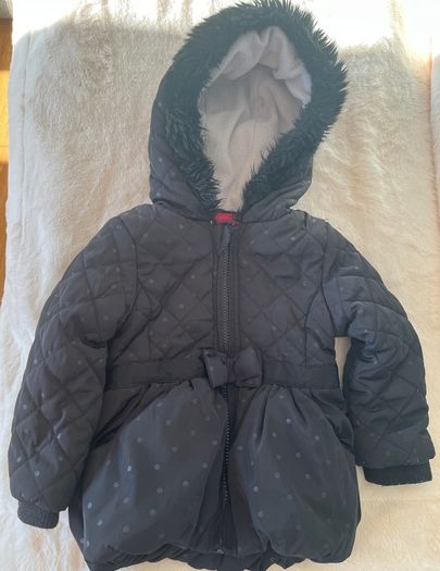 Sprout Black baby girls winter coat with hood Age 6-12 mths EUC
