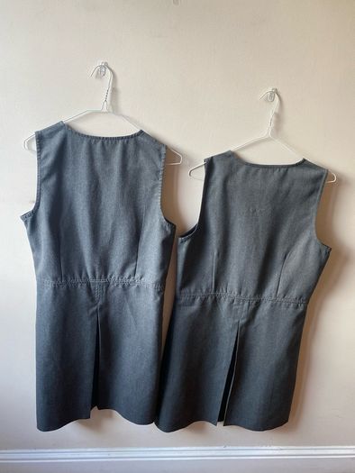 Dunnes grey pinafore x2 (as new) age 13-14