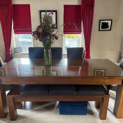 Pure solid wood Dining Table, Chairs & Bench