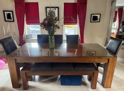Pure solid wood Dining Table, Chairs & Bench