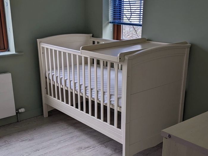 Baby Elegance Sonja Convertible Cot Bed with Changing Table, Mattress & Changing Mat