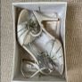 Peep toe high heel strappy shoes with silver sequin flower Image 8