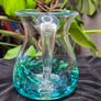 Jerpoint Glass Handcrafted Studio Art Glass Pitcher Water Jug Blue Green Image 5