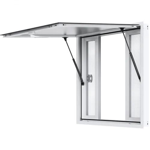 Concession Window 36"x36", Aluminum Alloy Food Truck Service Window with 4 Horizontal Sliding Windows & Awning Door & Drag Hook