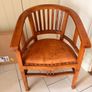 VIntage Art Deco Style Wooden Barrel Back Armchair Image 2