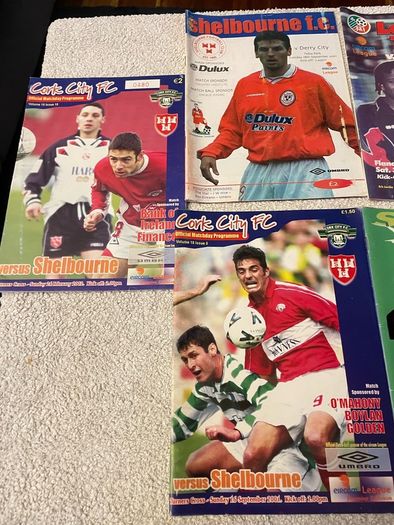 League of Ireland soccer programmes mostly Shelbourne any 5 for 10 euro